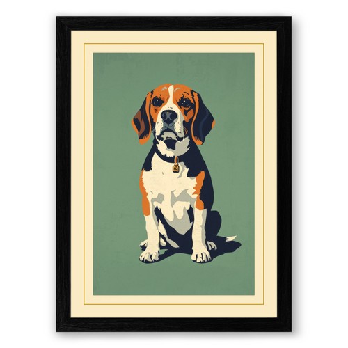 Beagle portrait vintage - beagle,