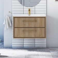 Wall Hung Bathroom Sink Vanity Unit Furniture Cabinet 2 Drawer 600/700/800mm