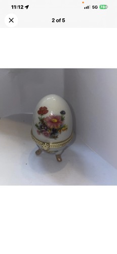 Porcelain egg floral gilded - egg,