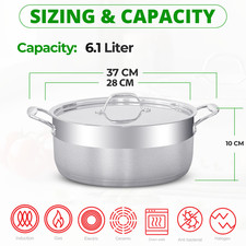 Stainless Steel Saucepan Saucepot Casserole Pot Dish with Lid Chemical Free