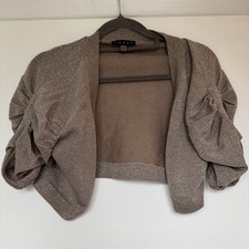 Coast Bolero UK12 Sparkly Beige Champagne Short Sleeve Cotton Blend