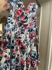 Top Shop tfnc dress 12. floral/ boned bodice/flared mini skirt