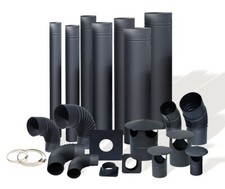 BLACK STEEL FLUE LINER PIPES BENDS RAIN CAPS WALL BRACKETS for stoves - CHIMNEY