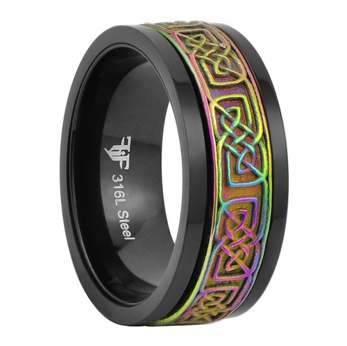 Black rainbow celtic spinner - black,