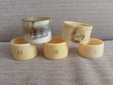 VINTAGE SELECTION CREAM BAKELITE & HORN NAPKIN RINGS INCL. CHAMONIX AND GMUNDEN