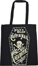 BLACK COTTON TOTE BAG COFFIN