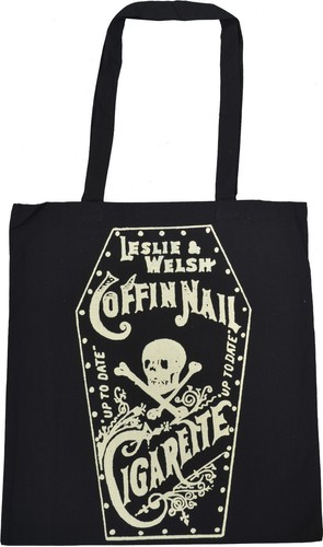 Black cotton tote bag coffin - cotton,