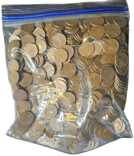 Unsearched 500 wheat pennies - unsearched,