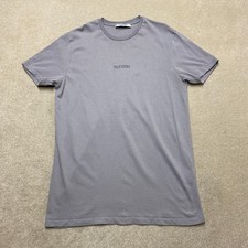 Valentino T-Shirt Men's Large Grey Spellout Crewneck Made in Italy Short-Sleeve