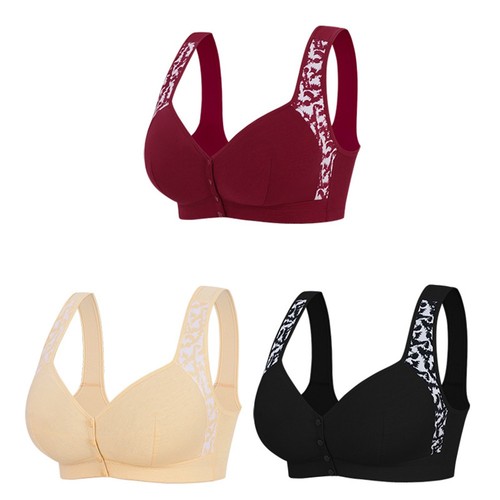 Front fastening printed bra - fastening,