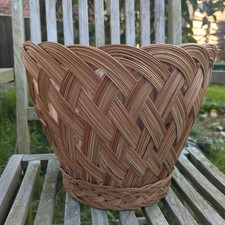 vintage large woven planter pot cover 30cm