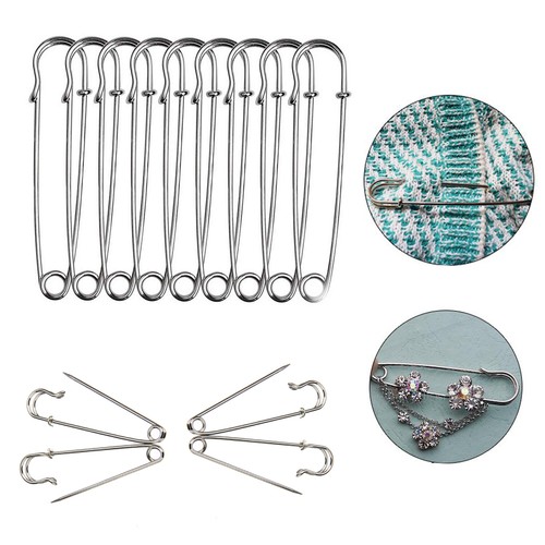 Large silver safety pins - silver,