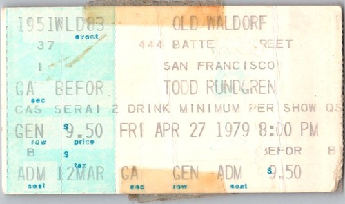 Todd rundgren concert ticket - todd,