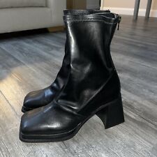 Topshop Maddie Block Heel Sock Boot In Black Size UK 8 
