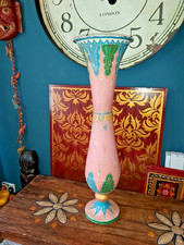 HUGE VINTAGE INDIAN HAND PAINTED METAL VASE - 88cm TALL