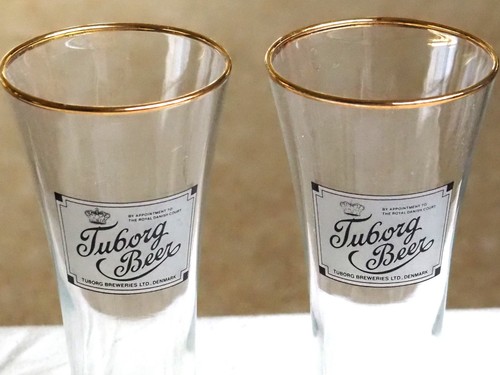 Pair vintage tuborg fluted - pair, of