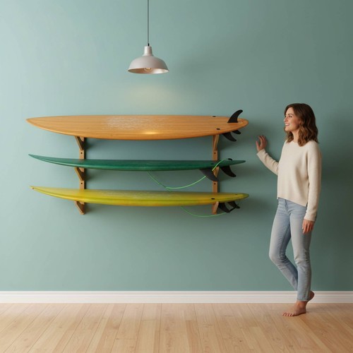 Bamboo surfboard stand - surfboard,