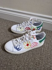 Adidas STAN SMITH Prime Green Women's Large Doodles Floral Trainers Sneaker UK 5
