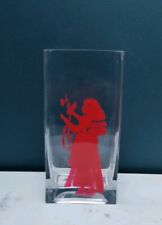 Thick Glass Heavy Large Rectangular Vase Red Woman Design 