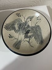 Purbeck Pottery Vintage 8” Bowl Shallow Dish Bird Design Vitreous Stoneware