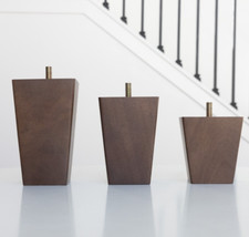 Walnut Square Furniture Legs Set of 4, 3 4 5 6 8 10 12 in Wood Feet Replacement