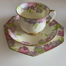 Rare Paragon Art Deco 1930's Pink Floral Tea Cup,  Saucer & Side Plate