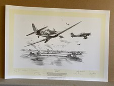 Nicholas Trudgian aviation Art Print Battle of Britain Spitfire 6 Pilots signed