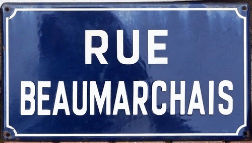 Old blue french street sign - french,