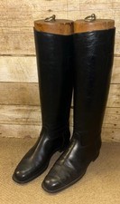 Black English Leather Equestrian Long Riding Boots & Trees - UK Size 9.5 Wide