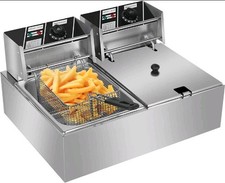 Electric Commercial Deep Fryer, 20L Dual Tank Stainless Steel, Double fryer
