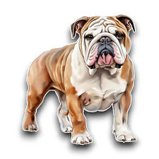 Cute British Bulldog Puppy Dog Watercolour Animal Vinyl Sticker Decal 100x87mm