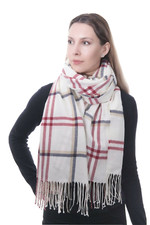 Check Scarf Supersoft Shawl Red Navy Cream Spring Scarf