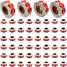 Price Stickers - 1000 Stickers - 25mm Red Self Adhesive Sticky Labels Rolls