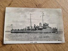 VINTAGE ROYAL NAVY WARSHIP POSTCARD  HMS  LEDA HALCYON CLASS MINESWEEPER 