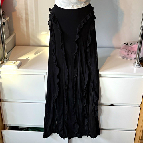 Shein black mesh ruffle - black,
