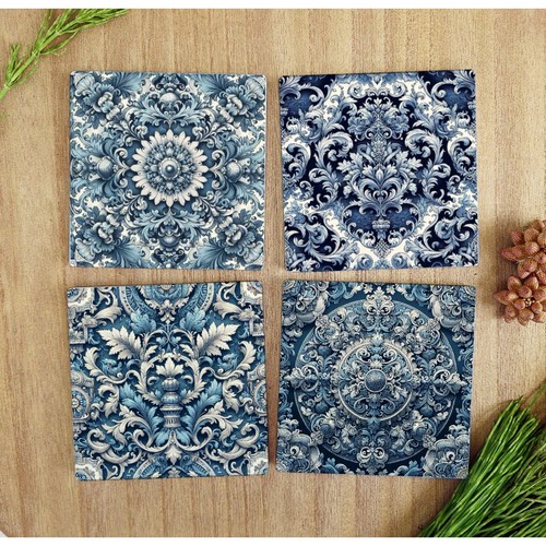 Set blue victorian - of, tile