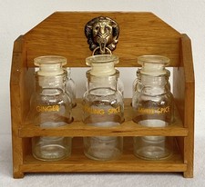 Vtg Spice Rack Holder & 6