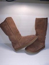 UKALA SZ 7 M BROWN  Suede Sheepskin LINED TALL WOMEN WINTER BOOTS HHR1