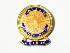 1961 NY&SD Cyclists Meet PATRON Enamel Badge SPOKED WHEEL Pictorial #V4