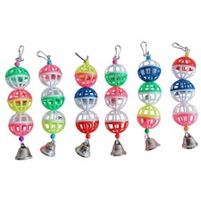 Colorful Cute Pet Bird Plastic Chew Ball Chain Cage Toy for Parrot with Bells