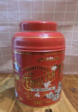 New English Teas Victorian Red Tea Caddy Tin 240 Teabags Empty 24cm