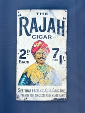 Old Vintage Antique Tin Sign Nto Card Enamel Rajah Cigars Tobacco Packet Wills