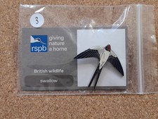 RSPB SWALLOW GNAH GREY Series 3 TICKED BACK Charity Pin Badge