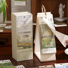 2026 Vintage European Style Oil Painting Flip Calendar Daily Tear-Off Calendar