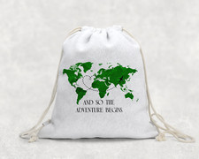 Travel map Draw string Bag School Nursery Gift Present Birthday