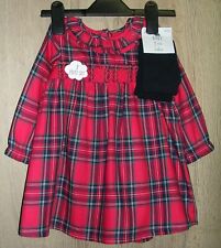 George NEW Girls Red Tartan Dress & Tights Set Age 0-3 Months