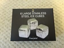 6 Large Stainless Steel Ice Cubes - Freezable Rocks of Steel - 2.5cm cubes
