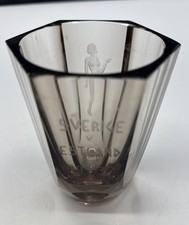 Art Deco glass vase etched