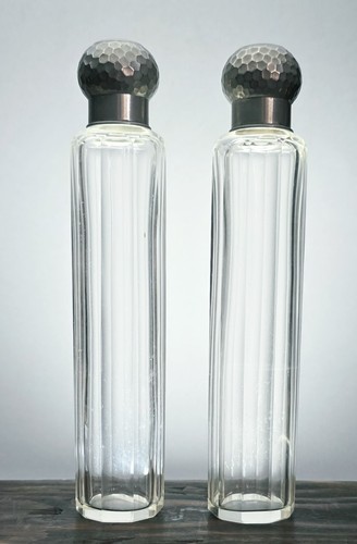 Pair art deco tall crystal - of,