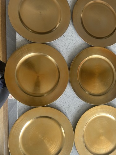 Six gold charger plates - charger,